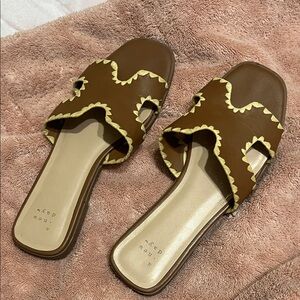 a new day Brown and Cream Slide Sandals
